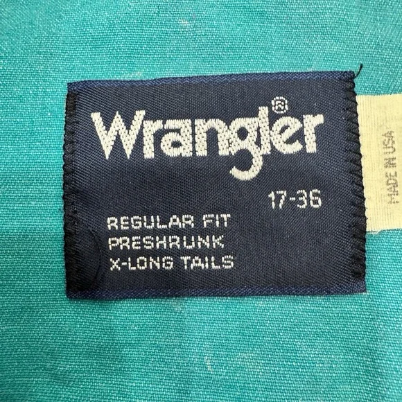 Vtg Wrangler Brushpopper Shirt 17 36 Western Rodeo Cowboy Pink Purple Teal 90s
